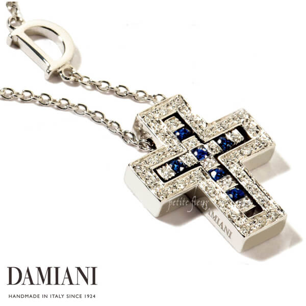 DAMIANI 2020AW クロスネックレス 偽物 ブルーサファイヤ