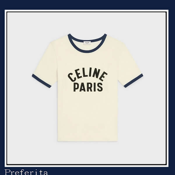 【セリーヌ】PARIS Tシャツ偽物 コットンジャージー 半袖