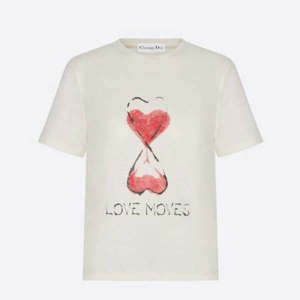 ディオール FALL 21 LOVE MOVES プリント リネン混 Tシャツコピー143T12A4466_X0200