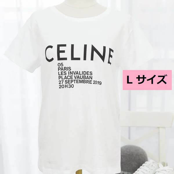 セリーヌ★ロゴプリント入り♪クルーネック*Tシャツ偽物＊Lサイズ