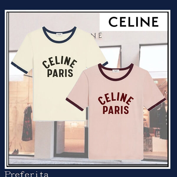 【セリーヌ】PARIS Tシャツ偽物 コットンジャージー 半袖