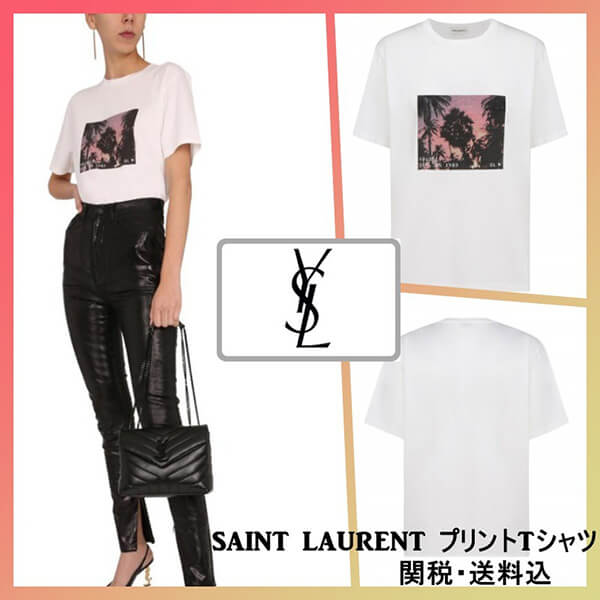 北川景子ドラマTシャツ コピー☆【サンローラン】VHSサンセットTシャツ sannro-ran-2-2000