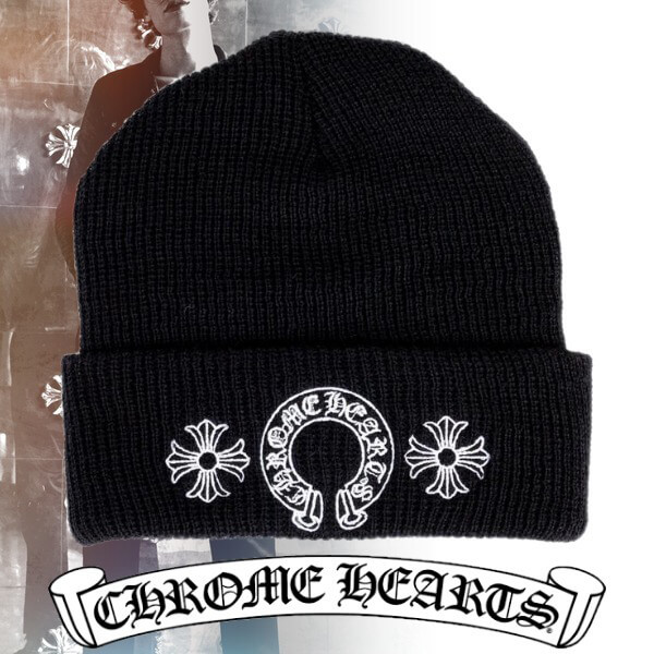 クロムハーツ スーパーコピーマティ ボーイ ブラック 'CHOMPER' BEANIE