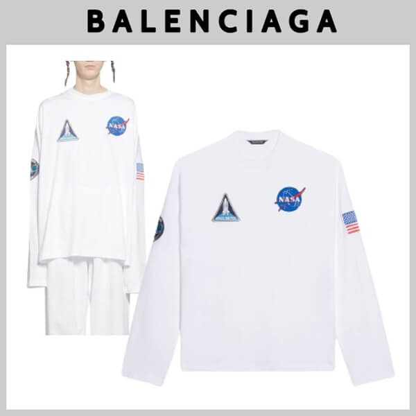 【バレンシアガ】×NASAコラボ SPACE 長袖Tシャツ偽物 662496TKVD79040