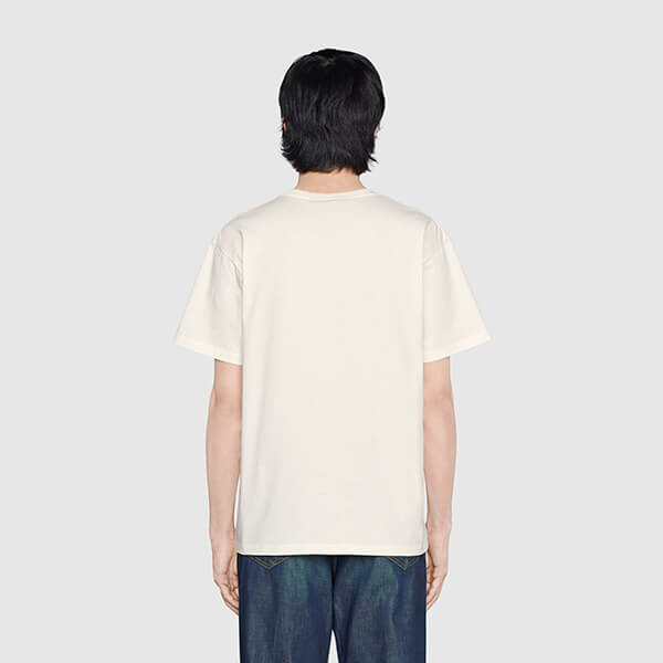 【21AW】グッチ Tシャツ パロディ アップル＆ハート レポム メンズ Tシャツ 半袖 林檎 ホワイト548334 XJDNC 9095