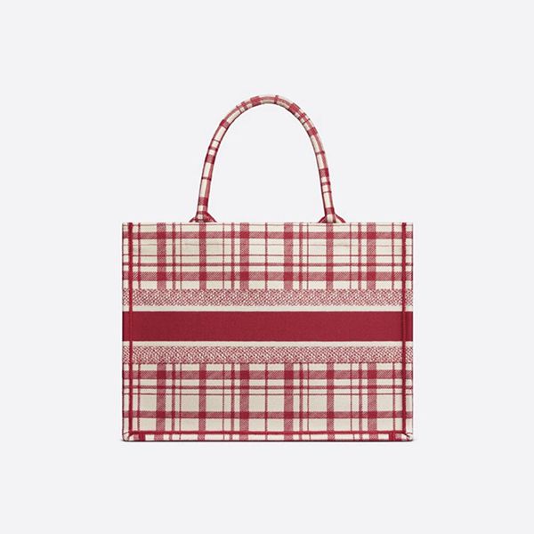 【ディオール】 Book Tote Check'n' /赤チェック/small tote偽物M1296ZRFZ_M929