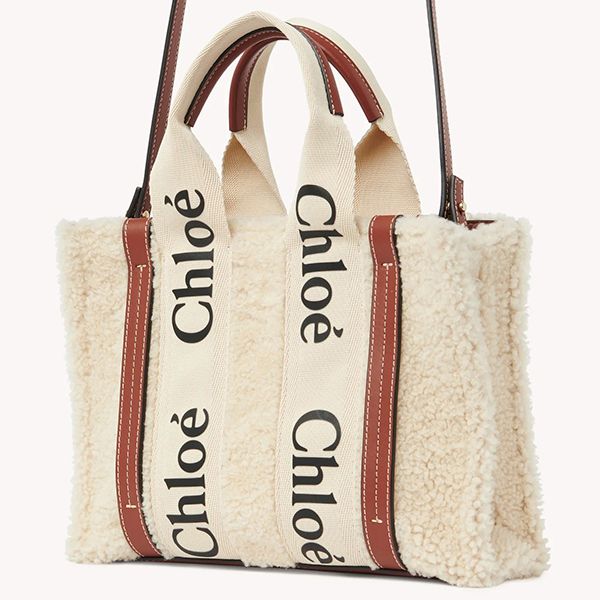 クロエ WOODY 偽物 トートバッグ コピー シリング ストラップ付small tote CHC21WS397F586J1