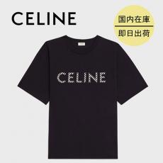 セリーヌ スタッズ付き ルーズTシャツ 偽物 / コットンジャージー 2X800501F