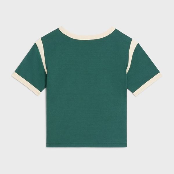 国内発送 セリーヌ 16 ボクシーTシャツ 偽物 ボトルグリーン 3色 2X16B671Q.38AW