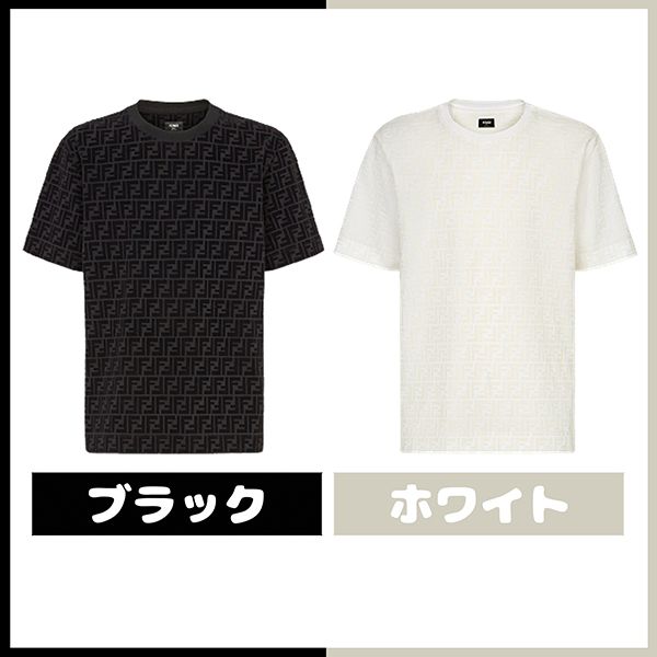 フェンディ 偽物 FFフロックプリント コットンピケ Tシャツ FY0936A7D5F0ABB