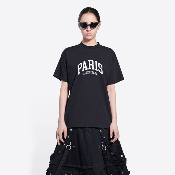 ◆バレンシアガ◆CITIES PARIS ロゴ ウィメンズ コットンTシャツ 偽物 612965TLVL71070