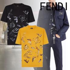 人気☆フェンディ ブラックコットン Tシャツ コピー 2色展開 FY0936AITXF0YFN