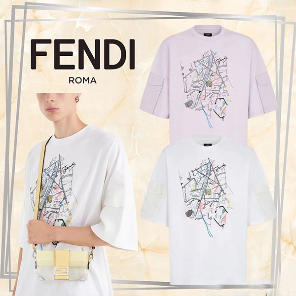 【すぐ届く】フェンディ Tシャツ コピー コットン オーバーサイズ FY1120AIFJF0U69