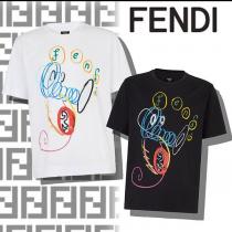 フェンディ 偽物 プリント オーバーサイズ コットン Tシャツ FY0936AH15F0QA0