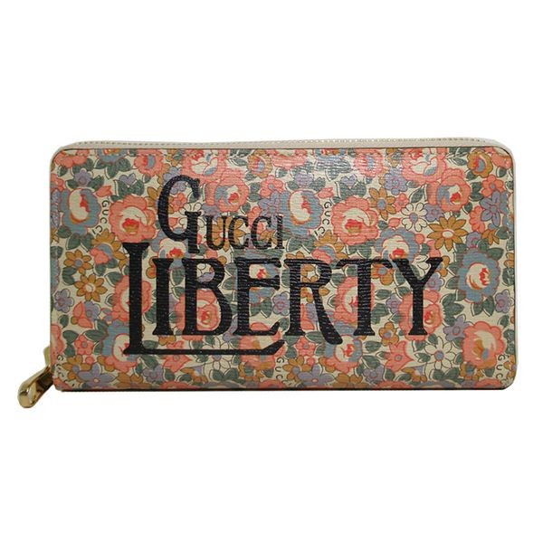 グッチ  LIBERTY 偽物プリント ラウンドジップ 長財布636249-13KCG