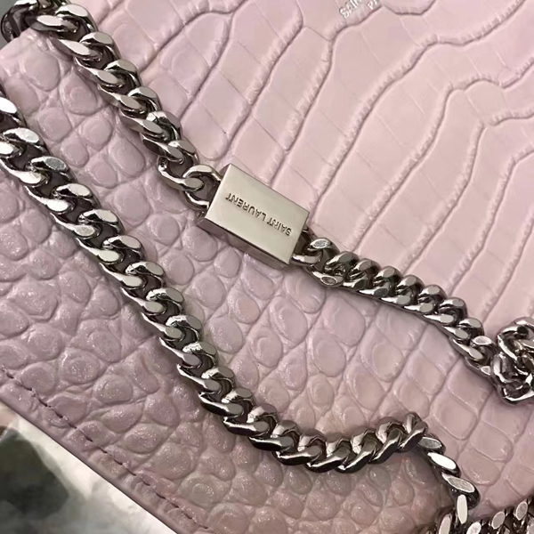 2018AW サンローラン バッグ コピー MEDIUM KATE MONOGRAM クロコ バッグ PINK