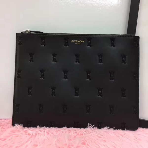 ジバンシィスーパーコピー GIVENCHY クラッチバッグ BK06072126 00117/18AW Gold logo clutch ブラック