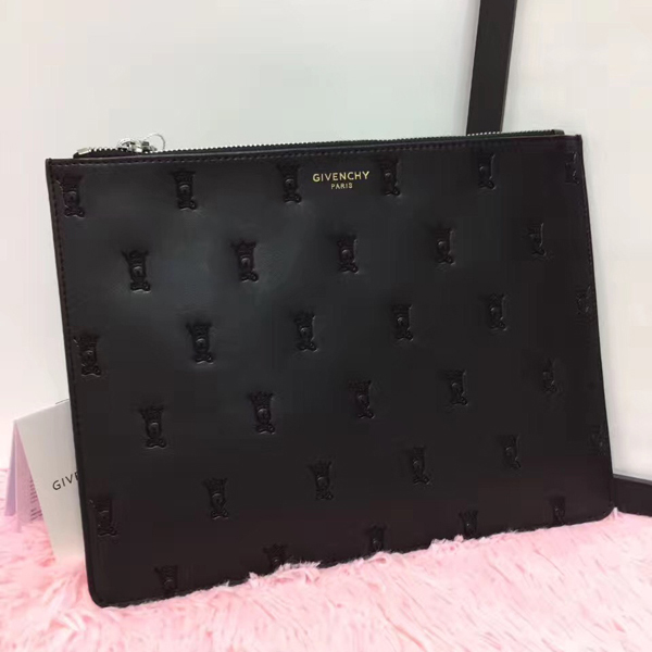 ジバンシィスーパーコピー GIVENCHY クラッチバッグ BK06072126 00117/18AW Gold logo clutch ブラック