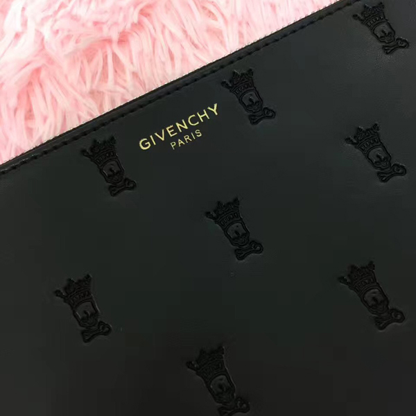 ジバンシィスーパーコピー GIVENCHY クラッチバッグ BK06072126 00117/18AW Gold logo clutch ブラック