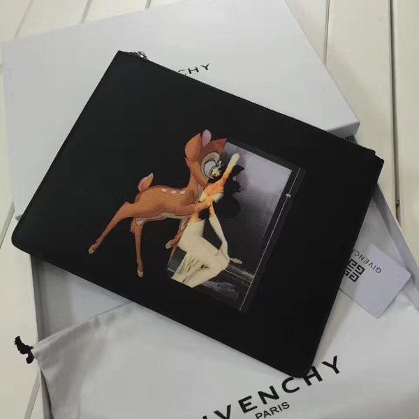 ジバンシィスーパーコピー GIVENCHY クラッチバッグ バンビ プリント 前面中央にロゴ