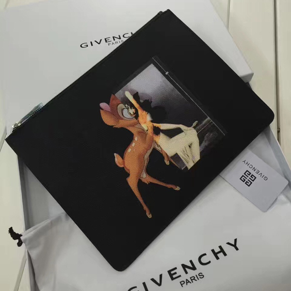 ジバンシィスーパーコピー GIVENCHY クラッチバッグ バンビ プリント 前面中央にロゴ