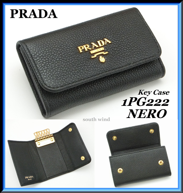 PRADA プラダキーケース コピー サフィアーノ 6連 キーケース 1PG222 ブラック