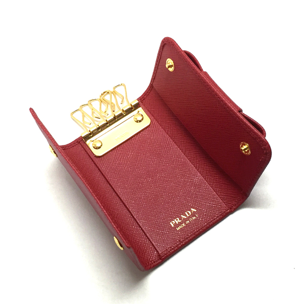 PRADA プラダキーケース コピー1PG222 SAFFIANO FIOCCO FUOCO リボンモチーフ 6連キーケース 1PG222 ZTM F068Z