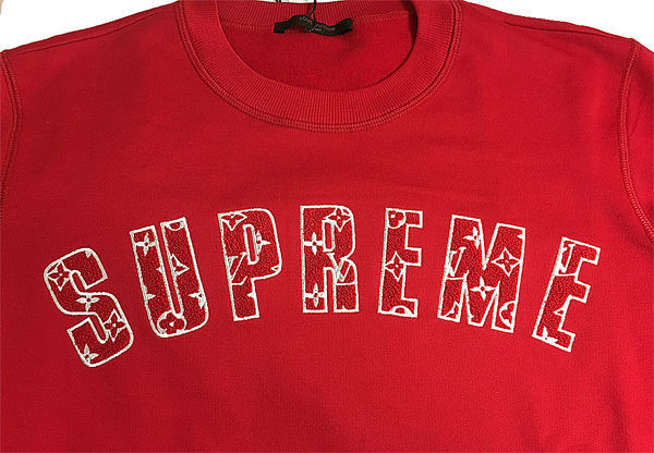 Supreme×  ルイ ヴィトン トップス コピー 2017年 Arc Logo Crewneck モノグラム 赤  1A3FCY