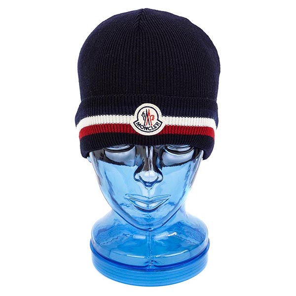 モンクレール 帽子 コピー MONCLER ニット帽 00328 00 02292 742 NAVY ネイビー ニットキャップ 帽子 メンズ レディース ユニセックス