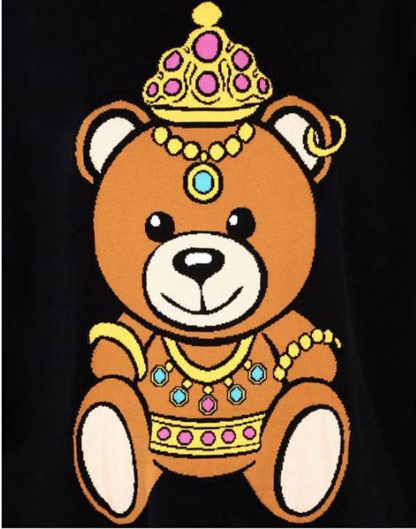 可愛い熊さん モスキーノ コピーMOSCHINO 2018 TdeyBear コラボ 王冠short dress Moschino スウェット トレーナー Black(黒)