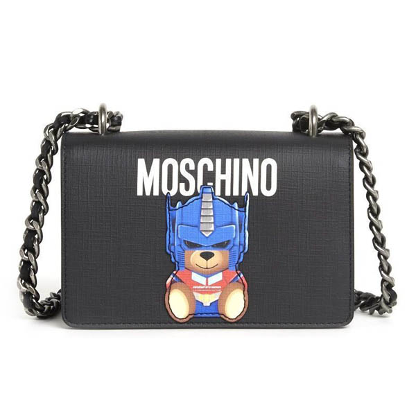 Moschino コピー ショルダーバッグ bear プリントチェーン ストラップ