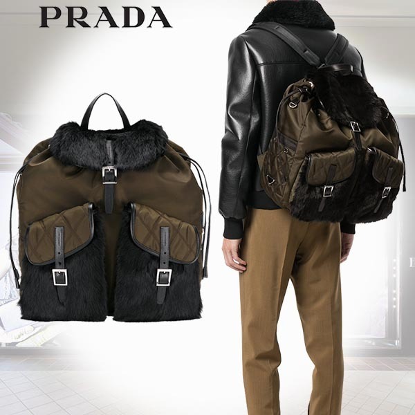 18SS PRADA リュック ドローストリング プラダ うさぎ バッグ 2VZ015 2BL9 F099H V OPIラビット スーパーコピー