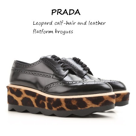 PRADA ローファー オックスフォード レオパード柄が可愛い パテントレザーシューズ スーパーコピー