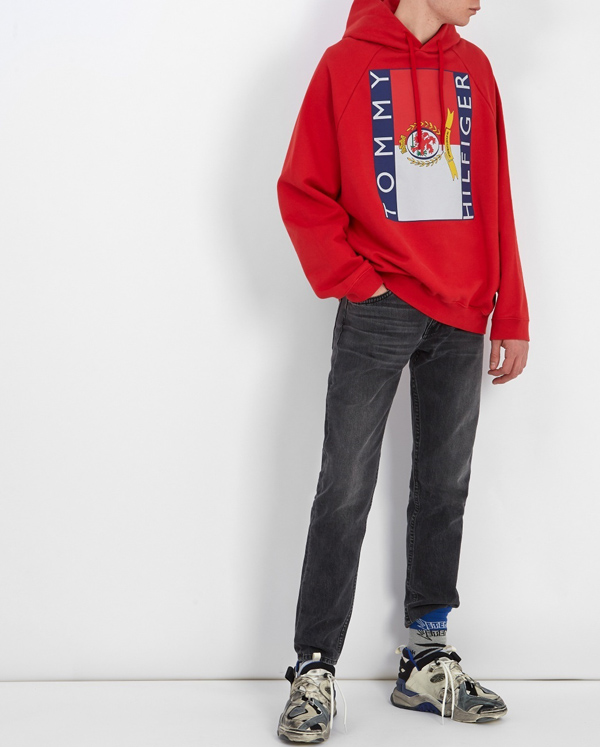 ヴェトモン パーカー コピー VETEMENTS Tommy Hilfiger ロゴ パーカー フーディ トミーヒルフィガー コラボレーション フード コットンブレンドスエットシャツ