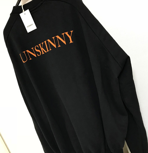 ヴェトモン パーカー コピー VETEMENTS Unskinny コットン スウェット/ブラック オーバーサイズ スウェット