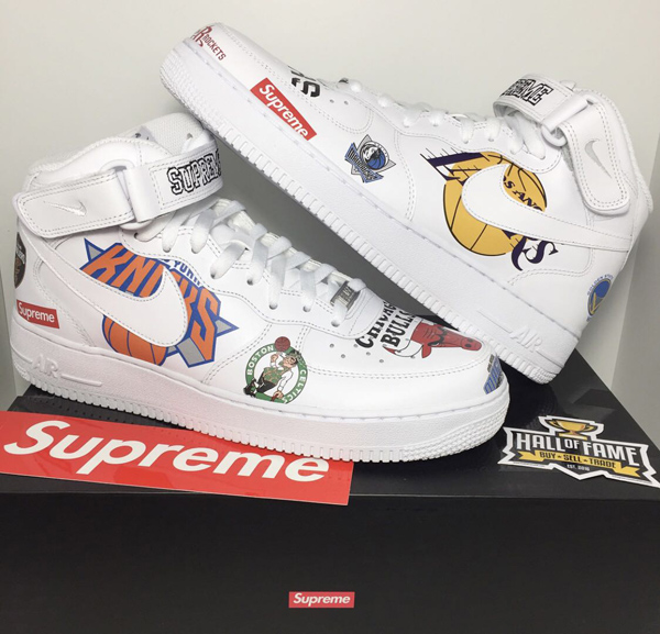 SS18 スーパーコピー シュプリーム ナイキ NBA スニーカー TEAMS AIR FORCE 1 MID WHITE