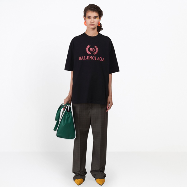 バレンシアガ ロゴTシャツ コピー 18SS 'BB Mode'ホワイト 女性にも オーバーサイズ